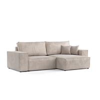 ECKSOFA CAVO mit Schlaffunktion Beige im Wind Stoff - Beige/Schwarz, Holz/Holzwerkstoff (255/148cm) - AltaBeds