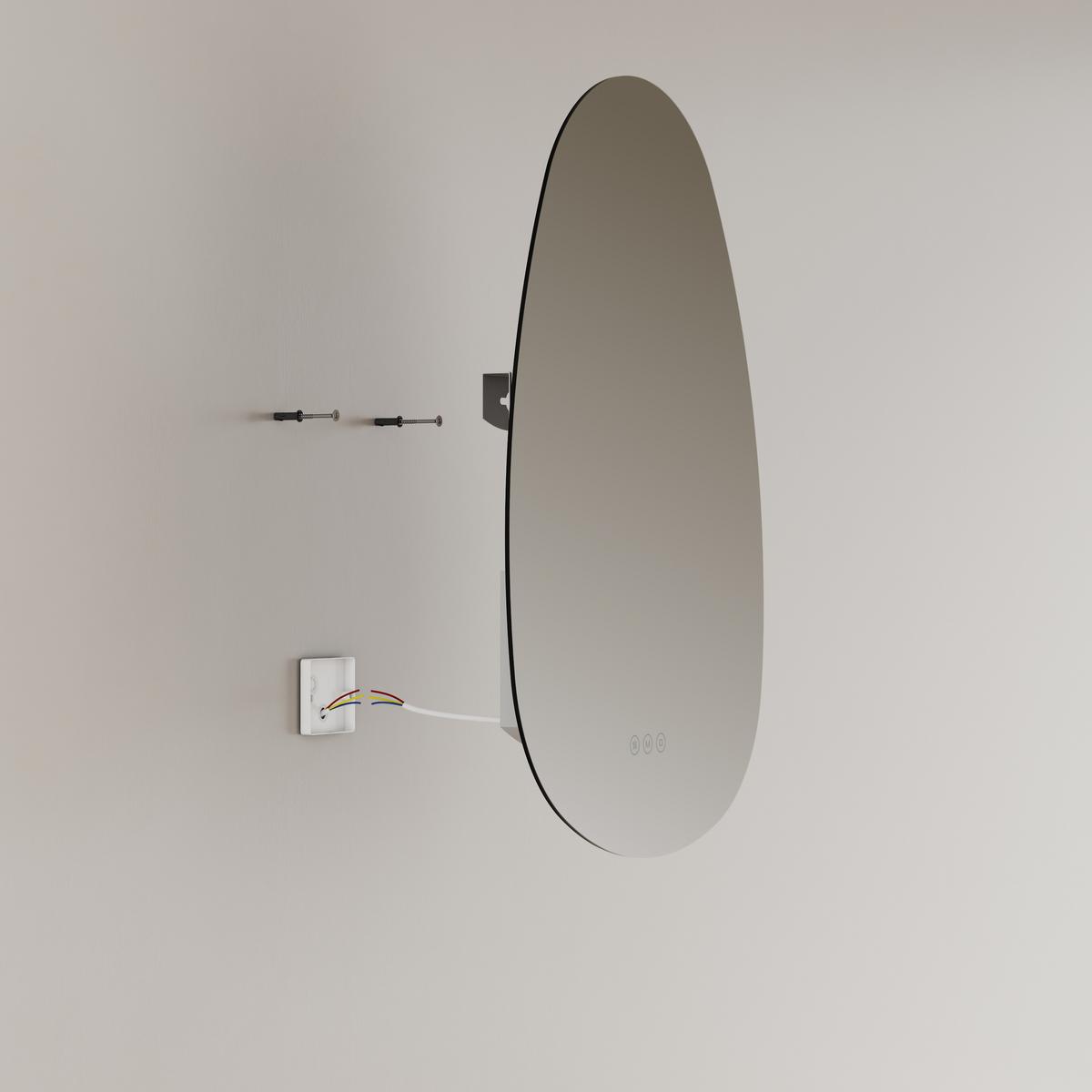 BADSPIEGEL asymmetrisch mit LED-Beleuchtung, Antibeschlag, 65/45/2,5 cm - Transparent, Glas (45/65/2.5cm) - EMKE