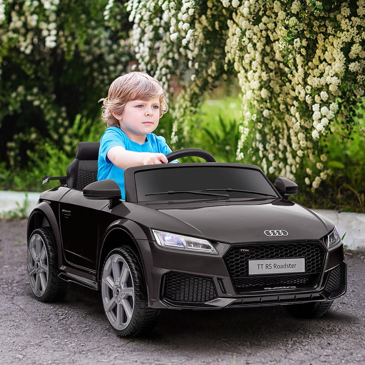 KINDER Elektroauto 12V Kinderauto mit 2,4G Fernbedienung, Musik, Schwarz - Schwarz, Metall (102/60/44cm) - HOMCOM