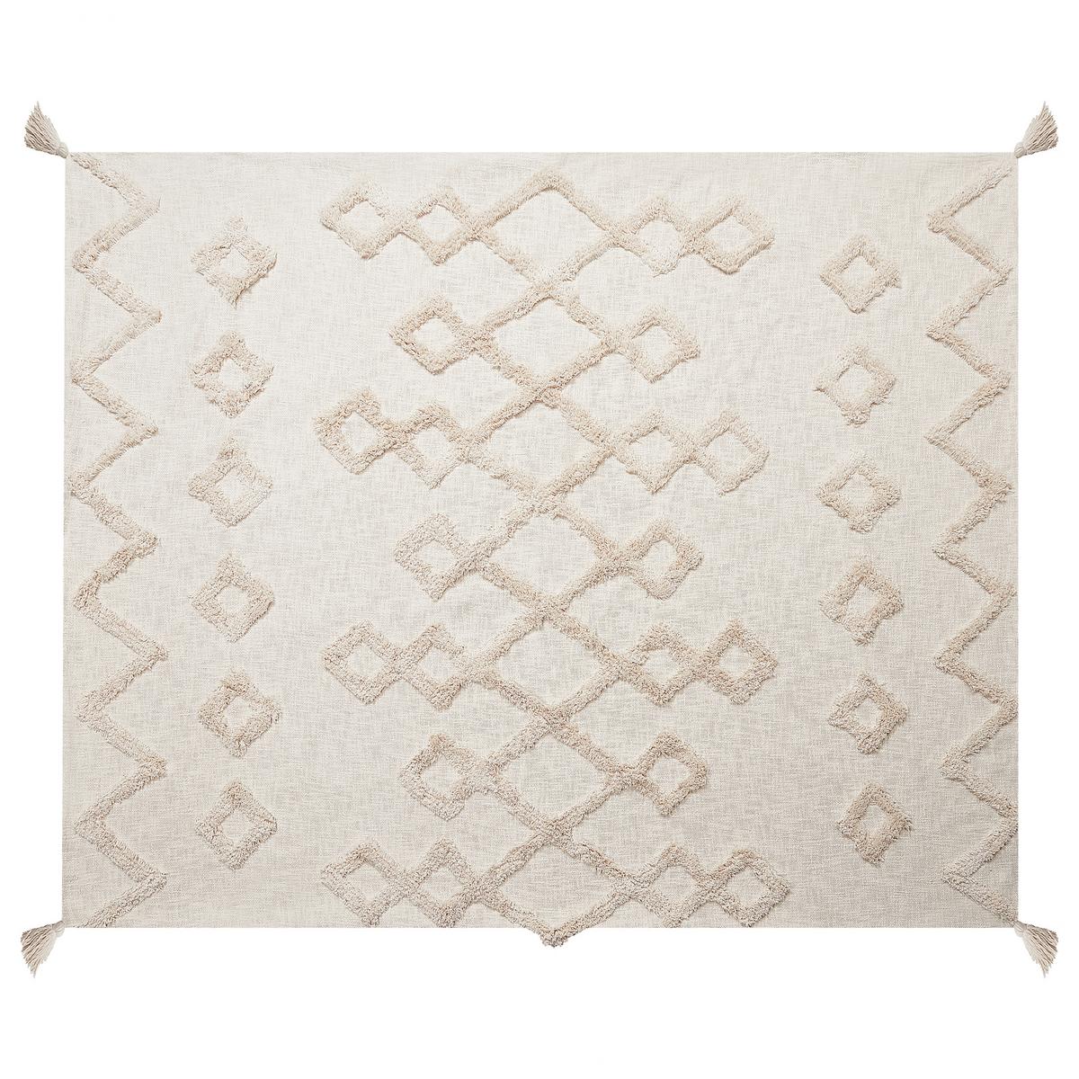 DECKE Helles Beige Guna 130/180 cm - Beige, Naturmaterialien/Textil (130/180cm) - Beliani