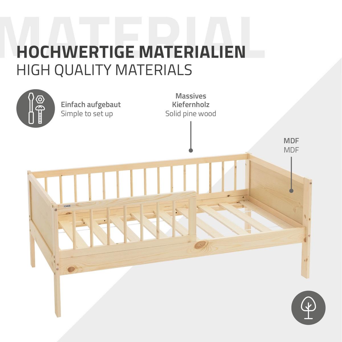 KINDERBETT 70x140 cm Natur - Naturfarben, Holz (70/140cm) - ML-DESIGN