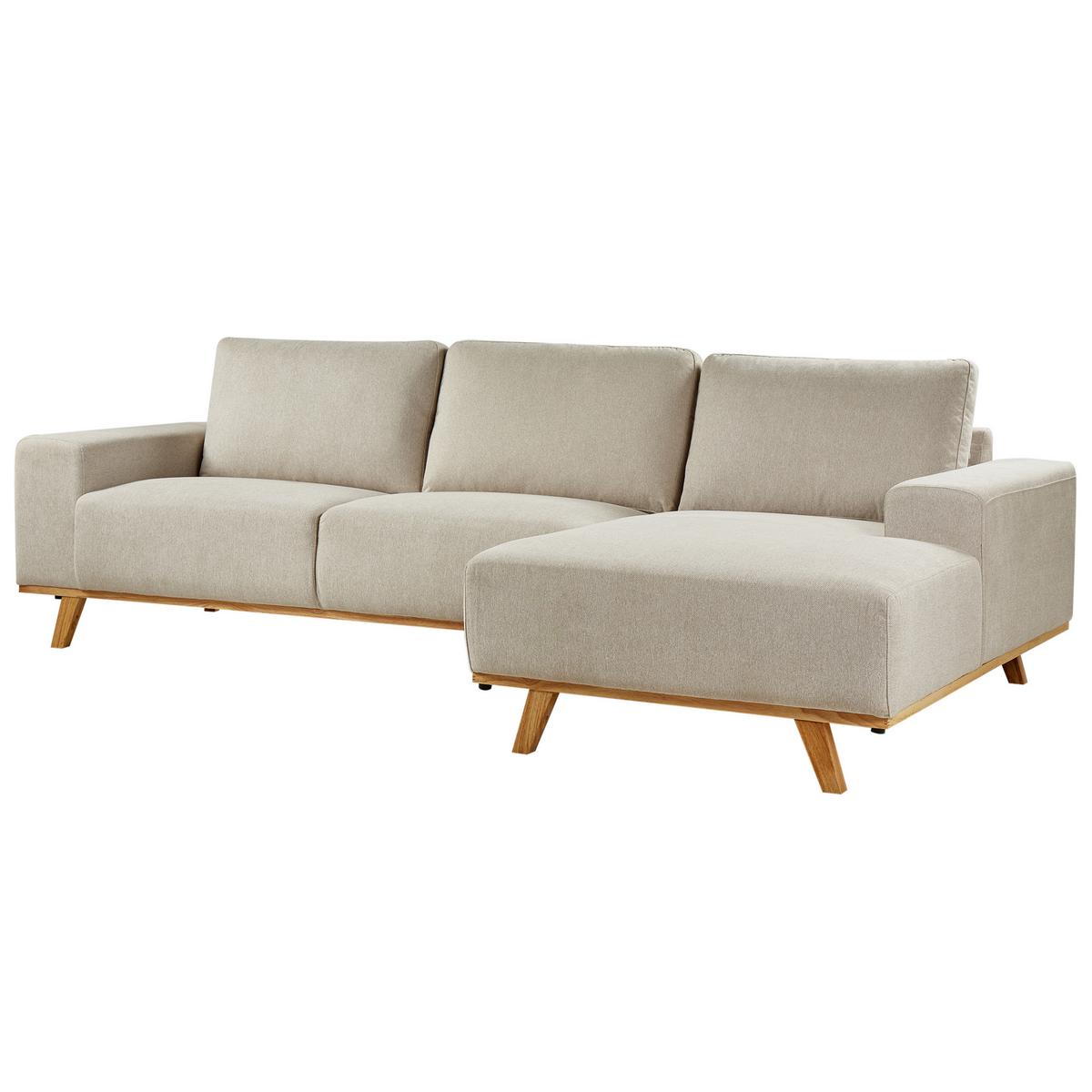 ECKSOFA 3-Sitzer Stoff Beige linksseitig Nora - Beige, Textil (279/150cm) - Beliani
