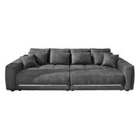 BIG-SOFA Federkern B294/T136/H86 cm, RGB-LED-Beleuchtung mit Fernbedienung, Mikrofaserstoff in Anthrazit / 15415 - Anthrazit/Schwarz, Kunststoff/Textil (294/86/136cm) - luma-home