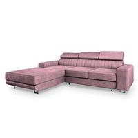 ECKSOFA NOTO L-S Lila Velours-Stoff mit Schlaffunktion - Lila/Silberfarben, Holz/Textil (267/190cm) - MASSENO