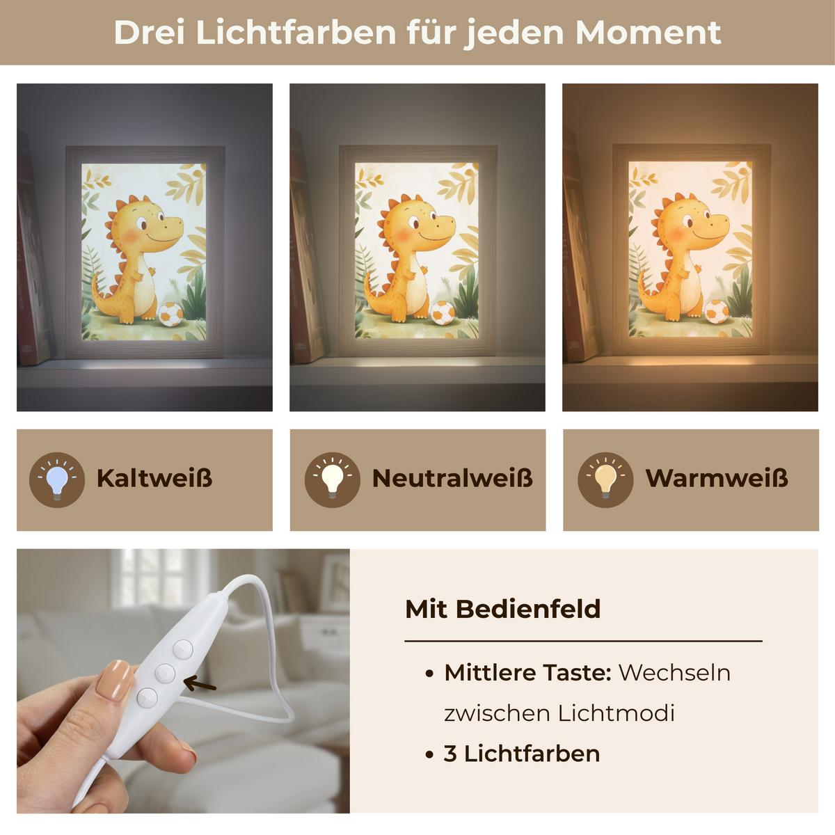 WANDLEUCHTE Dino - Fußball - Orange 15x20 cm - Beige, Holzwerkstoff (15/20/8cm) - OnlyWow