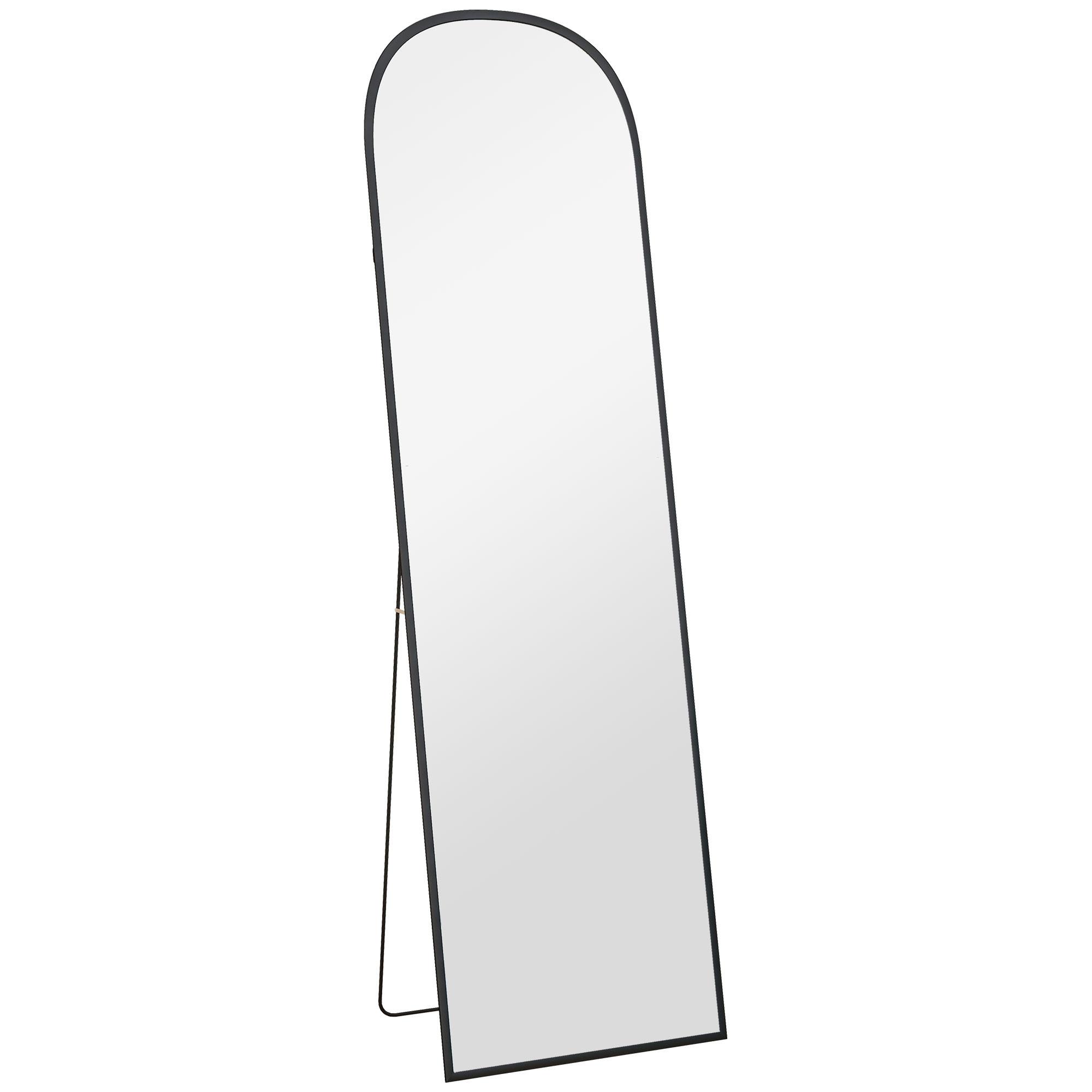 GANZKÖRPERSPIEGEL Aluminiumlegierung Hartglas Schwarz - Schwarz, Metall (50/170/1.5cm) - HOMCOM