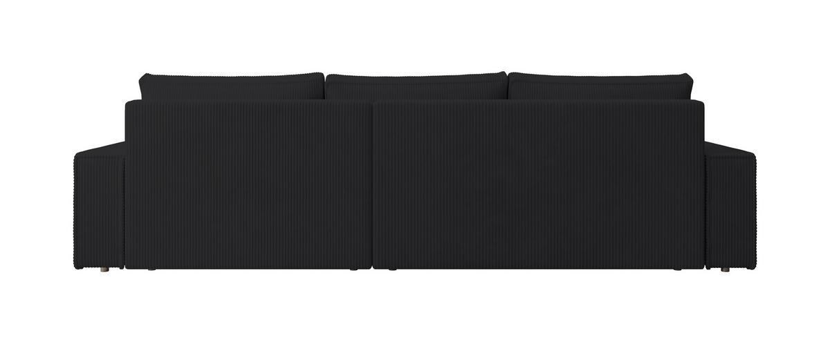 ECKSOFA Alice mit Bettkasten und Schlaffunktion, Cordstoff in L-Form - Schwarz, Textil (289/184cm)