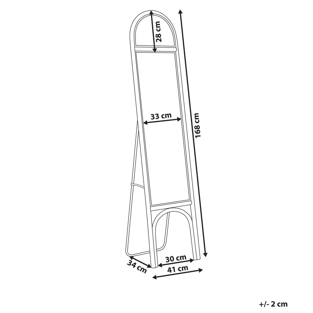 STANDSPIEGEL 170 cm Rattan Naturfarben Brussey - Naturfarben, Naturmaterialien (41/170/3cm) - Beliani