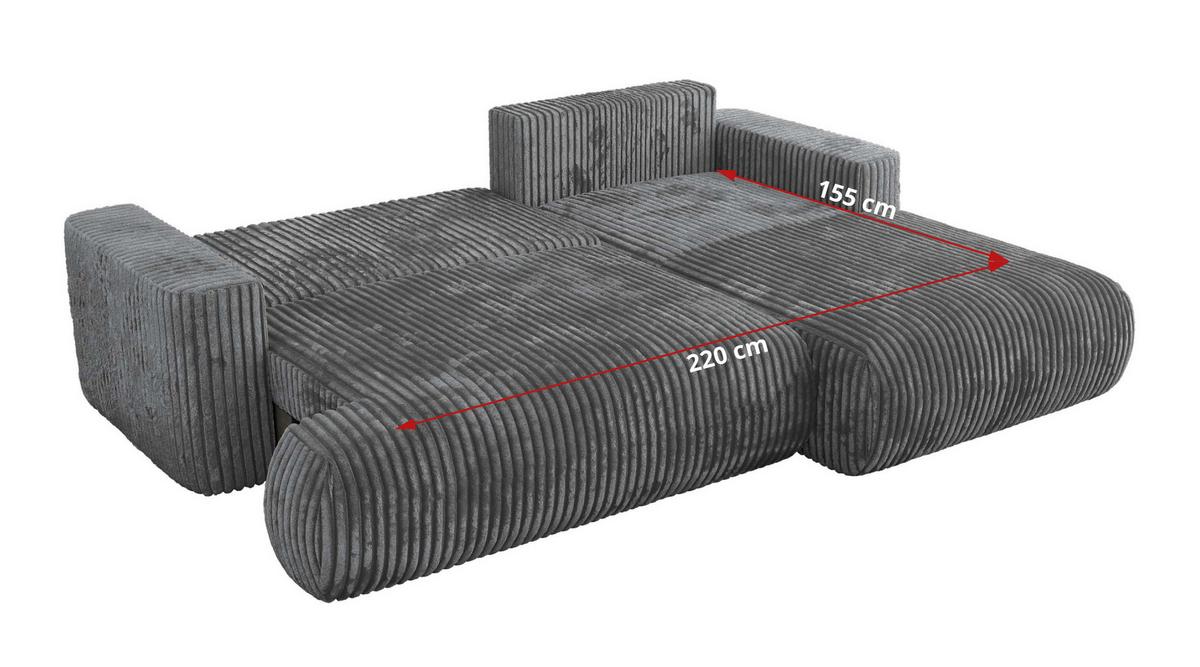 ECKSOFA OVO L Dunkelgrau Cord - Rechts Seite - Dunkelgrau/Schwarz, Kunststoff/Textil (195/271cm) - MKS