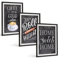 BILDER SET 3er Set - 40x60 cm Schwarzer Rahmen - Kaffeeroller, heimelige Wärme - Schwarz, Kunststoff (40/60cm) - TULUP
