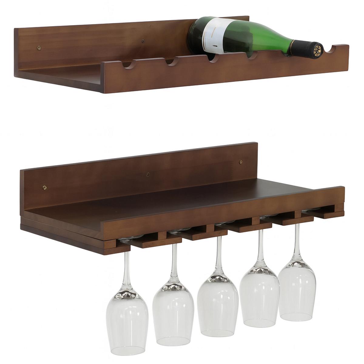 WEINREGAL Braun 2er-Set-Set - Braun, Holz (61/12/28cm) - MCW