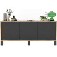 KOMMODE Apollo 3D Eiche wotan Graphit Matt 168/72/35 cm - Graphitfarben/Schwarz, Holzwerkstoff/Metall (168/72/35cm) - Meble Lindner