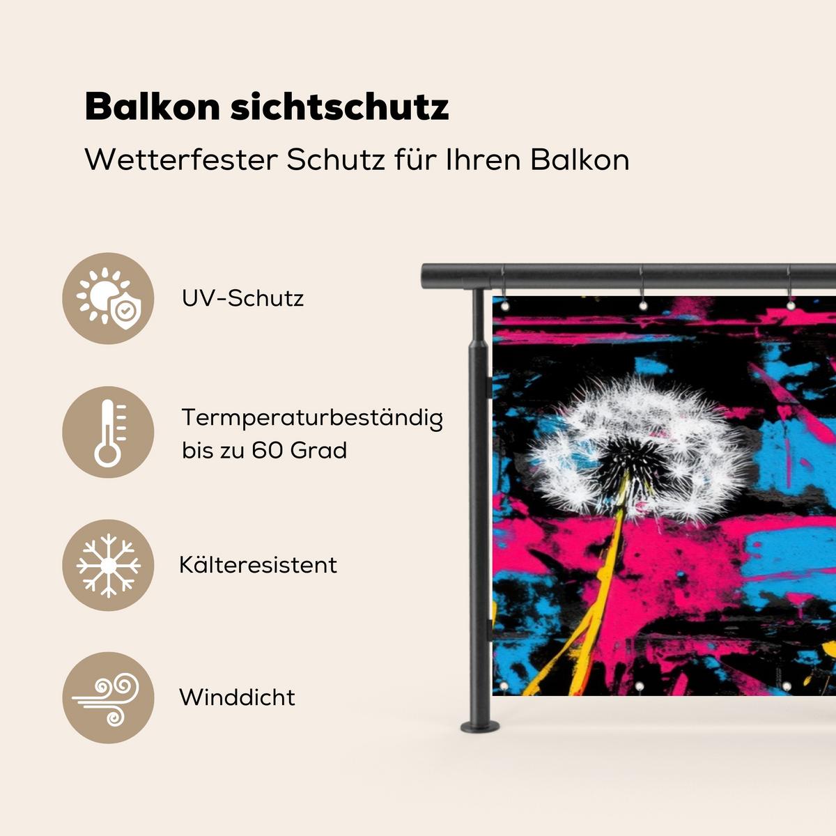 BALKON-SICHTSCHUTZ Straßenkunst - Bunt - Wand Windschutz 300x95 cm - Schwarz, Kunststoff (300/95cm) - MuchoWow