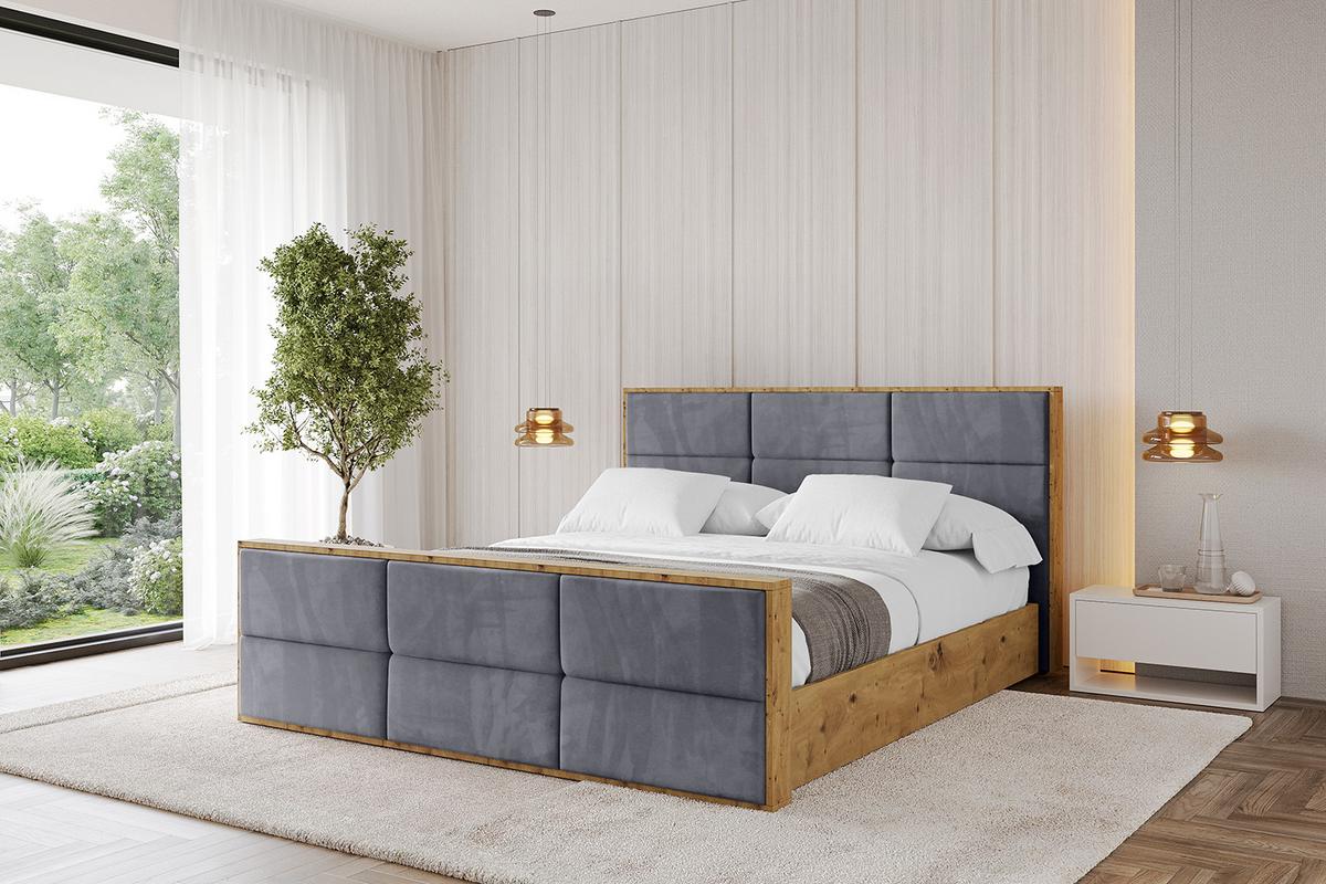 POLSTERBETT mit Bettkasten, Fußteil und Lattenrost, Boxbett ohne Matratze - ENZO1-Z 180x200 Dunkelgrau - Dunkelgrau, Holzwerkstoff/Textil (180/200cm) - ALTDECOR