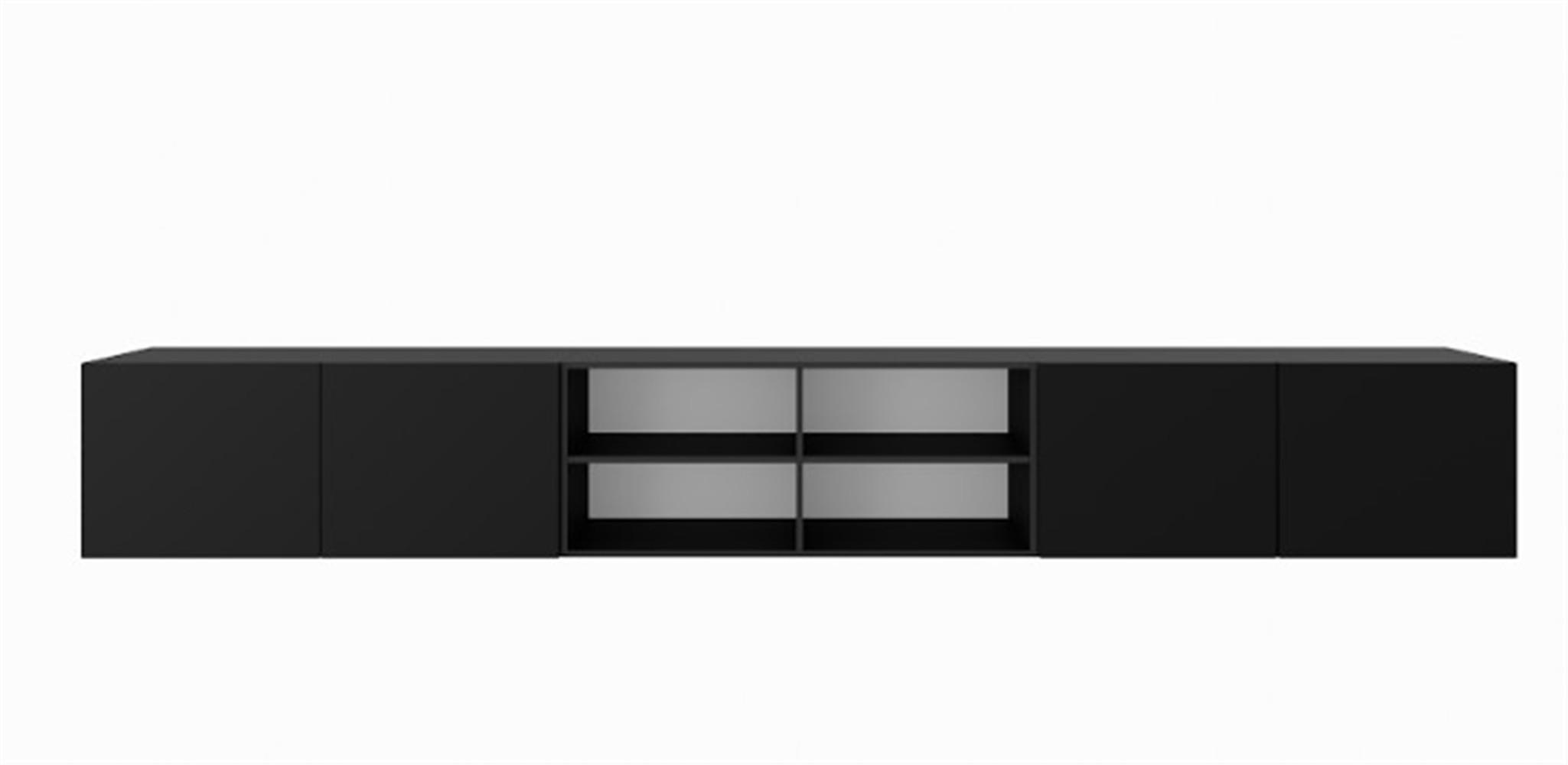 LOWBOARD MIVO 300/41/40 cm, Hängender TV-Schrank Schwarz - Schwarz, Holzwerkstoff (300/41/40cm) - MASSENO