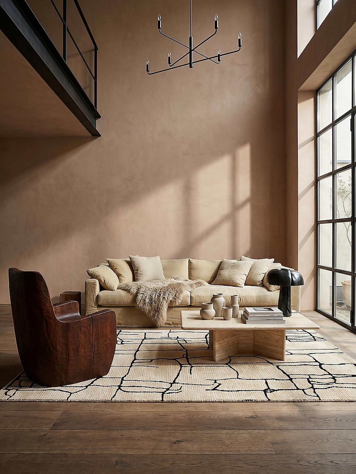 TEPPICH ARLEN, abstrakt, Creme-Schwarz, 160 x 230 cm - Beige, Textil (230/160cm) - KADIMA DESIGN