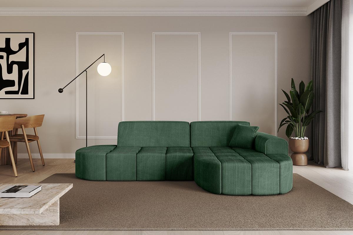 ECKSOFA Ottomane Rechts LIVO-L1 - 252x173x79,5 cm Grün - Grün, Holzwerkstoff/Textil (252/173cm) - ALTDECOR