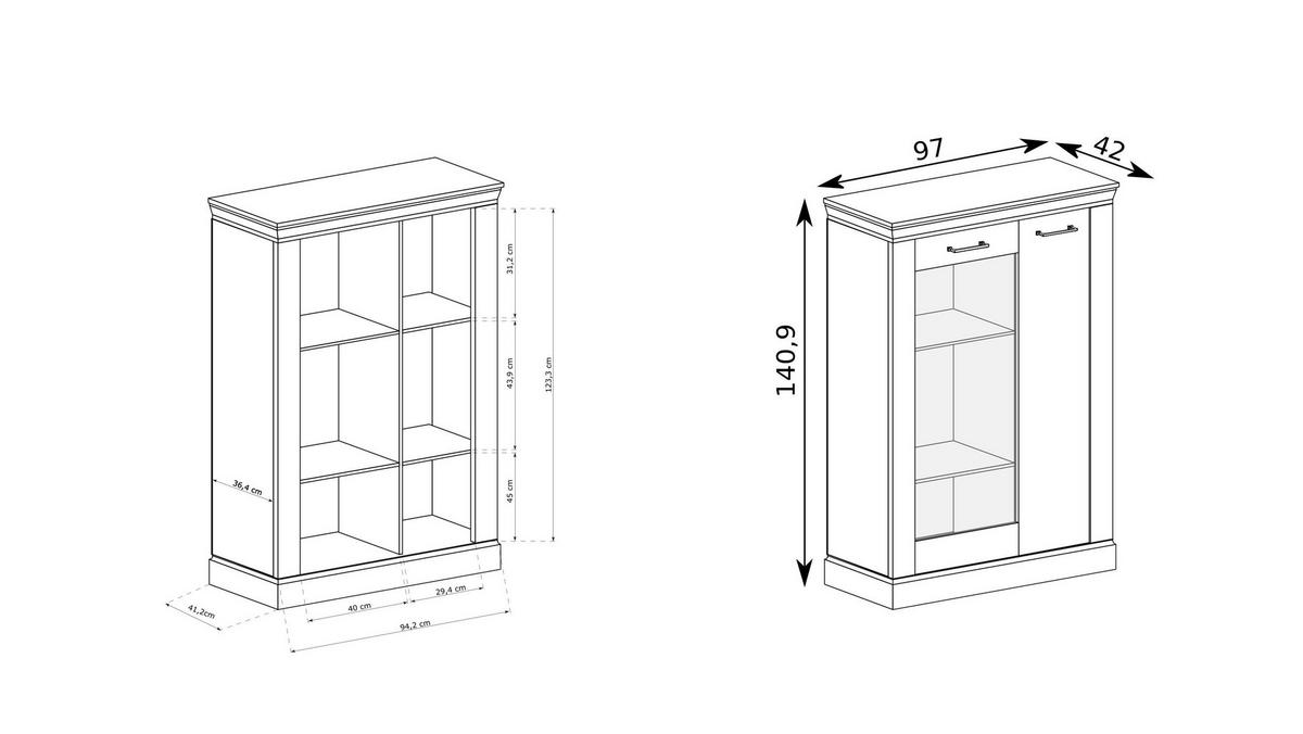 VITRINE DESIO 140,5 / 97 cm in Braun - Braun, Holzwerkstoff (97/140.5/42cm) - MASSENO