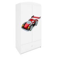 BABYKLEIDERSCHRANK 2 Türen Weiß - Weiß/Dunkelrot, Holzwerkstoff (90/187/57cm) - Petits-meubles