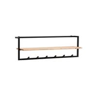 WANDGARDEROBE TIETAR, Akazie Massivholz, Akazie-Schwarz, 100 x 25 x 32 cm - Schwarz/Akaziefarben, Metall (100/32/25cm) - KADIMA DESIGN