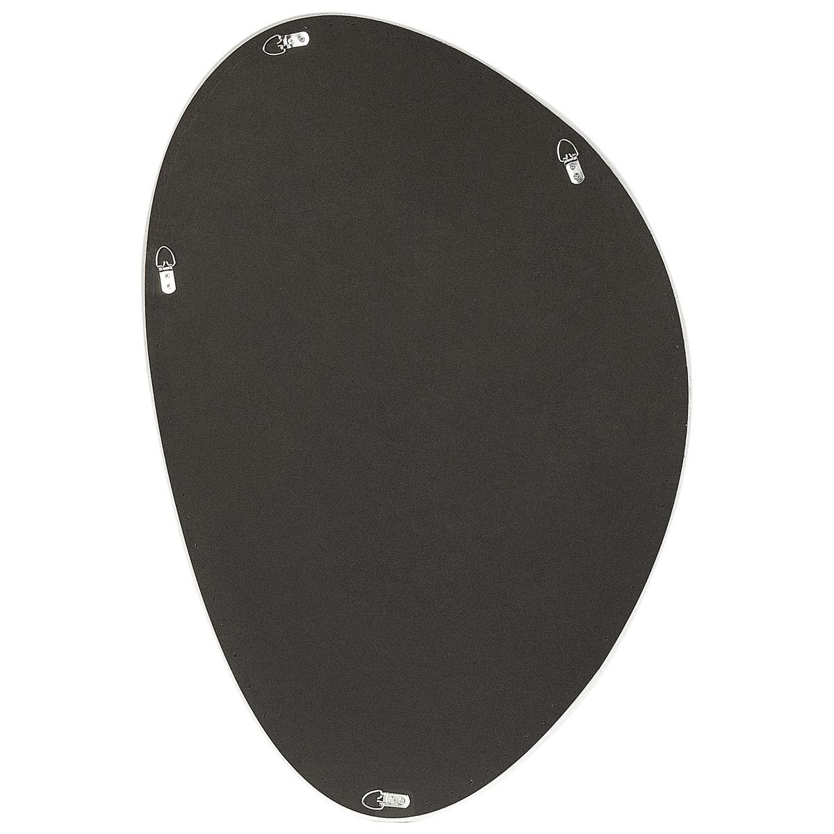 WANDSPIEGEL Samtstoff weiß oval 60/90 cm Audes - Weiß, Textil (60/90/4cm) - Beliani