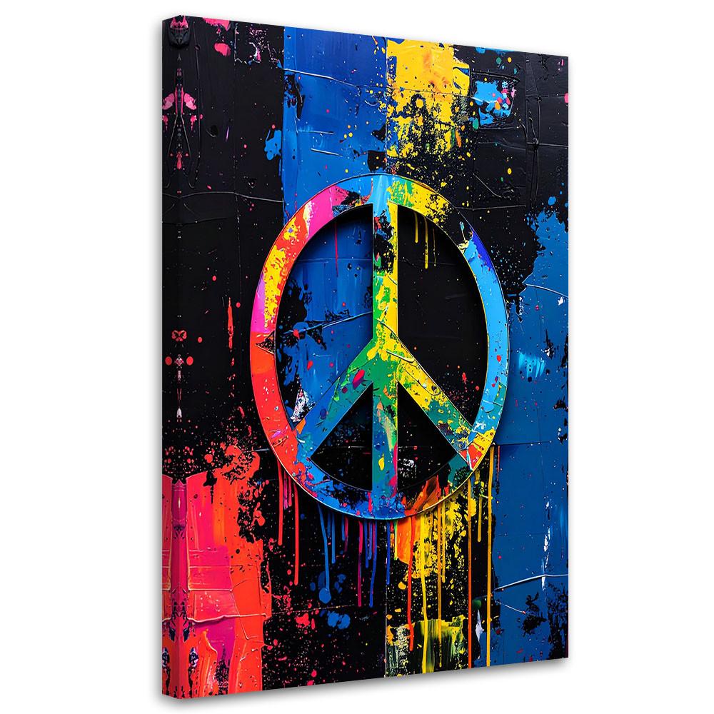 LEINWANDBILD Banksy Friedenssymbol Graffiti Street Art 60x90cm - Multicolor, Textil (60/90cm) - Feeby