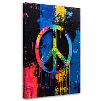 LEINWANDBILD Banksy Friedenssymbol Graffiti Street Art 60x90cm - Multicolor, Textil (60/90cm) - Feeby