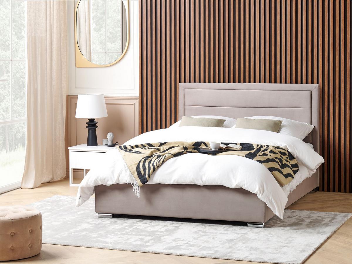 POLSTERBETT 160x200 cm Beige Rouen - Taupe, Textil (160/200cm) - Beliani