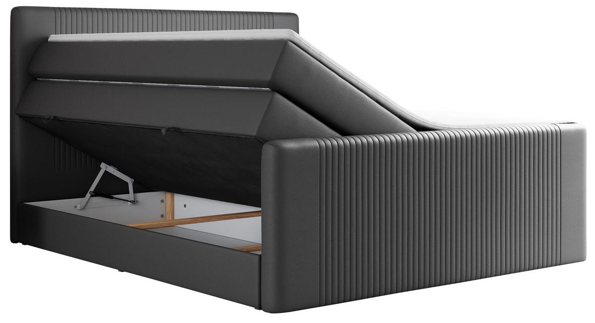 BOXSPRINGBETT KING DOREN 200/200 Dunkelgrau Kunstleder - H3 - Dunkelgrau, Holz/Textil (200/200cm) - MKS