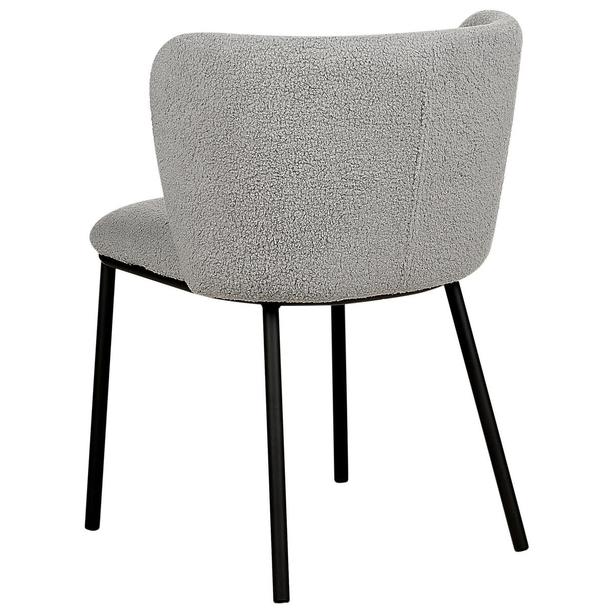 ESSZIMMERSTUHL 2er-Set Bouclé grau Mina - Schwarz/Grau, Textil (45/75/52cm) - Beliani
