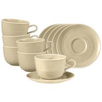 MILCHKAFFEETASSEN MIT UNTERTASSEN Terra Sandbeige 400 ml 6er Set - Beige, Keramik (0.4L) - Seltmann Weiden