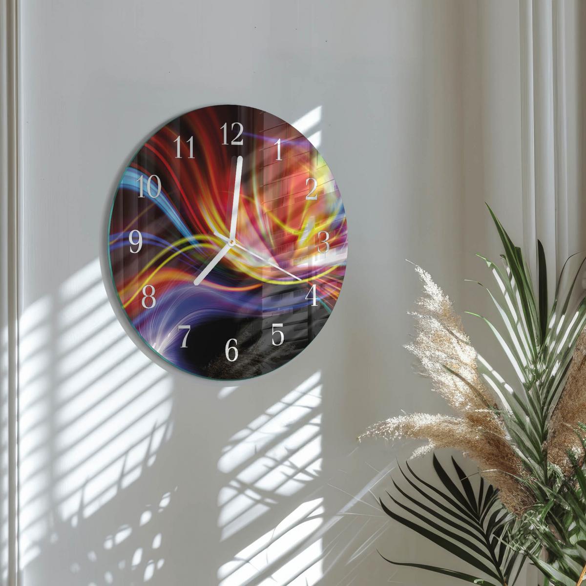 WANDUHR aus Glas Ø30 cm - Abstrakte Kunst - Multicolor, Glas (30/30/0.4cm) - TULUP