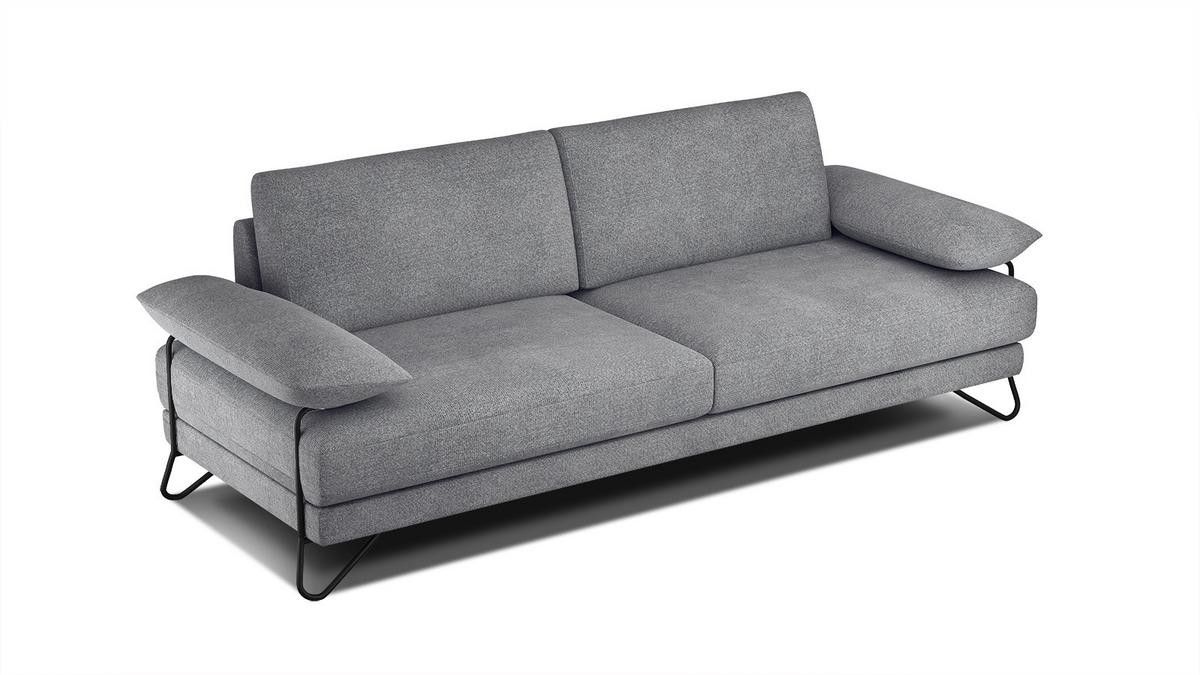 SOFA LORI 3-Sitzer, grau - Schwarz/Grau, Holzwerkstoff/Textil (245/87/96cm) - Wozimo