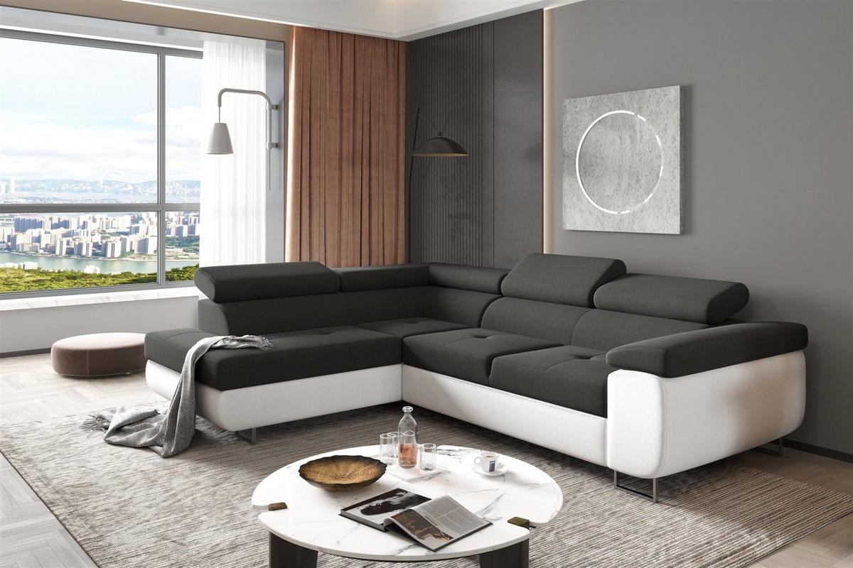 ECKSOFA Jade Mit Schlaffunktion - Schwarz, Holzwerkstoff/Textil (202/275cm) - Fun Möbel