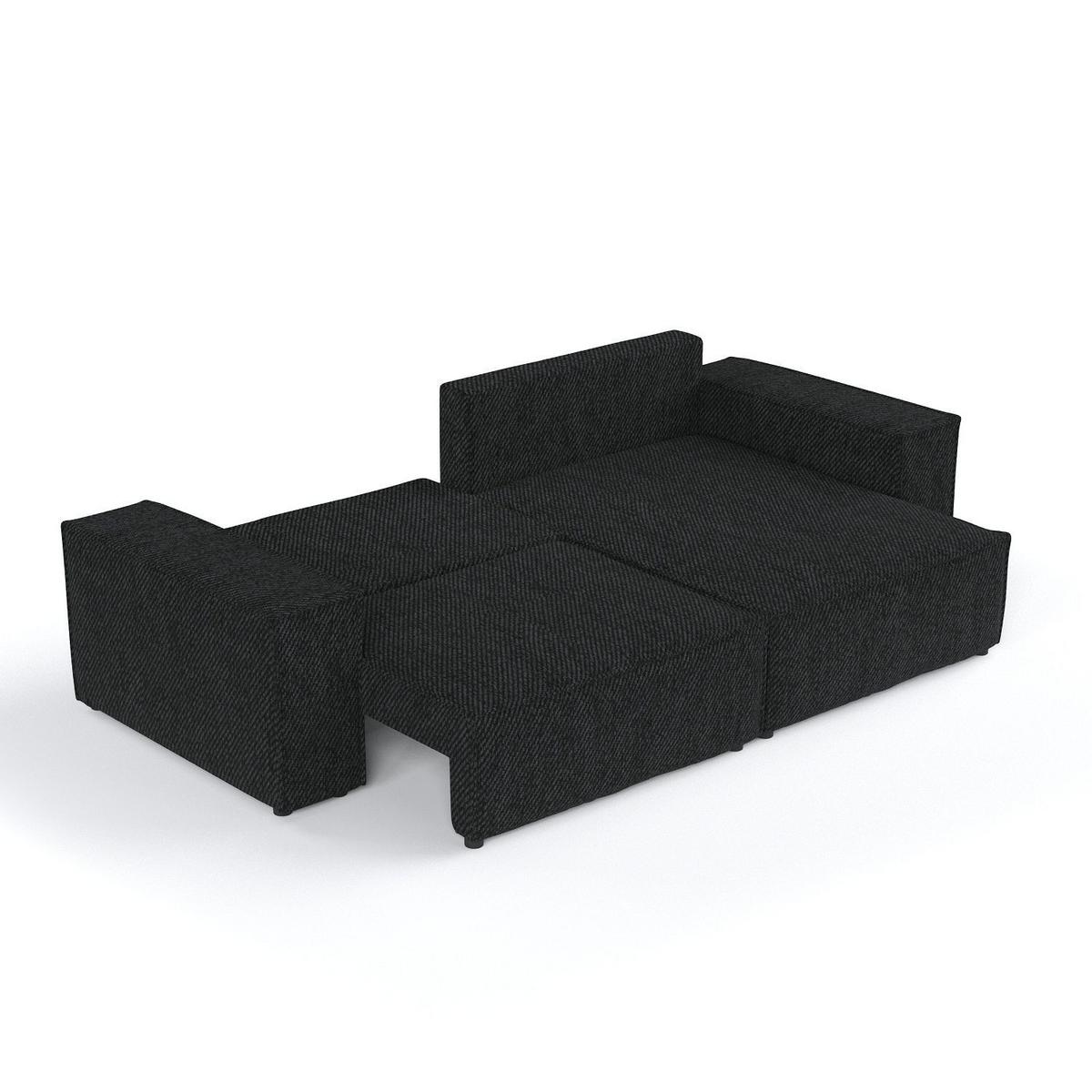 ECKSOFA SENSO mit Schlaffunktion Schwarz im Neve Stoff - Schwarz, Holz/Holzwerkstoff (255/148cm) - AltaBeds