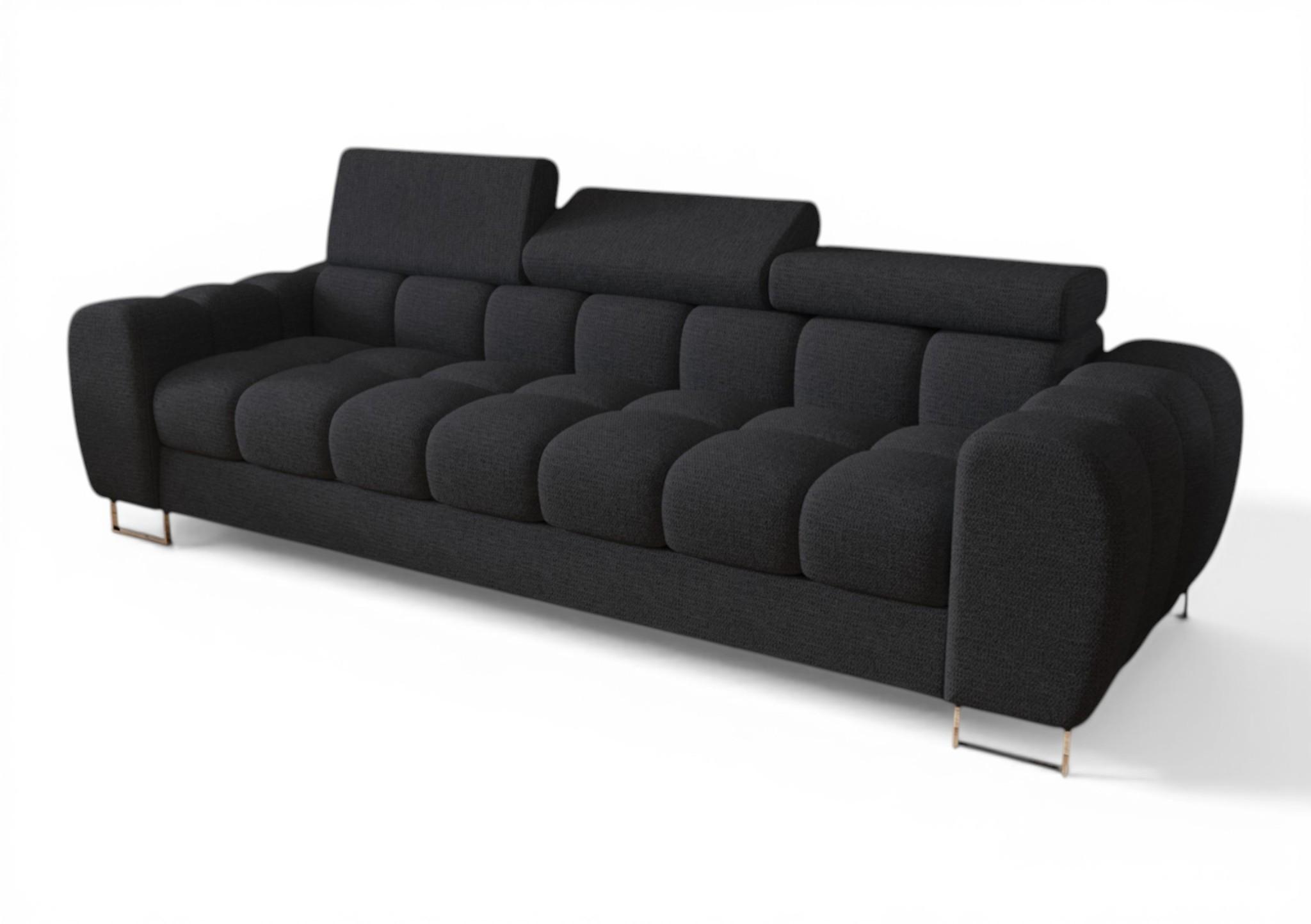 SOFA 3-sitzer Bastien In Stoff Aragon - Schwarz, Holzwerkstoff/Textil (265/95/97cm) - Fun Möbel