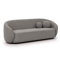 3-SITZER-SOFA Roundi Grau Bouclé - Schwarz/Grau, Holz/Kunststoff (208/76/80cm) - S-Style Möbel