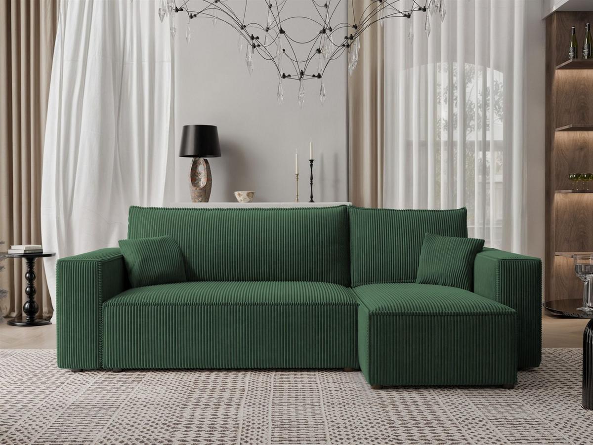 ECKSOFA Adara Mit Schlaffunktion - Grün, Holzwerkstoff/Textil (145/244cm) - Fun Möbel