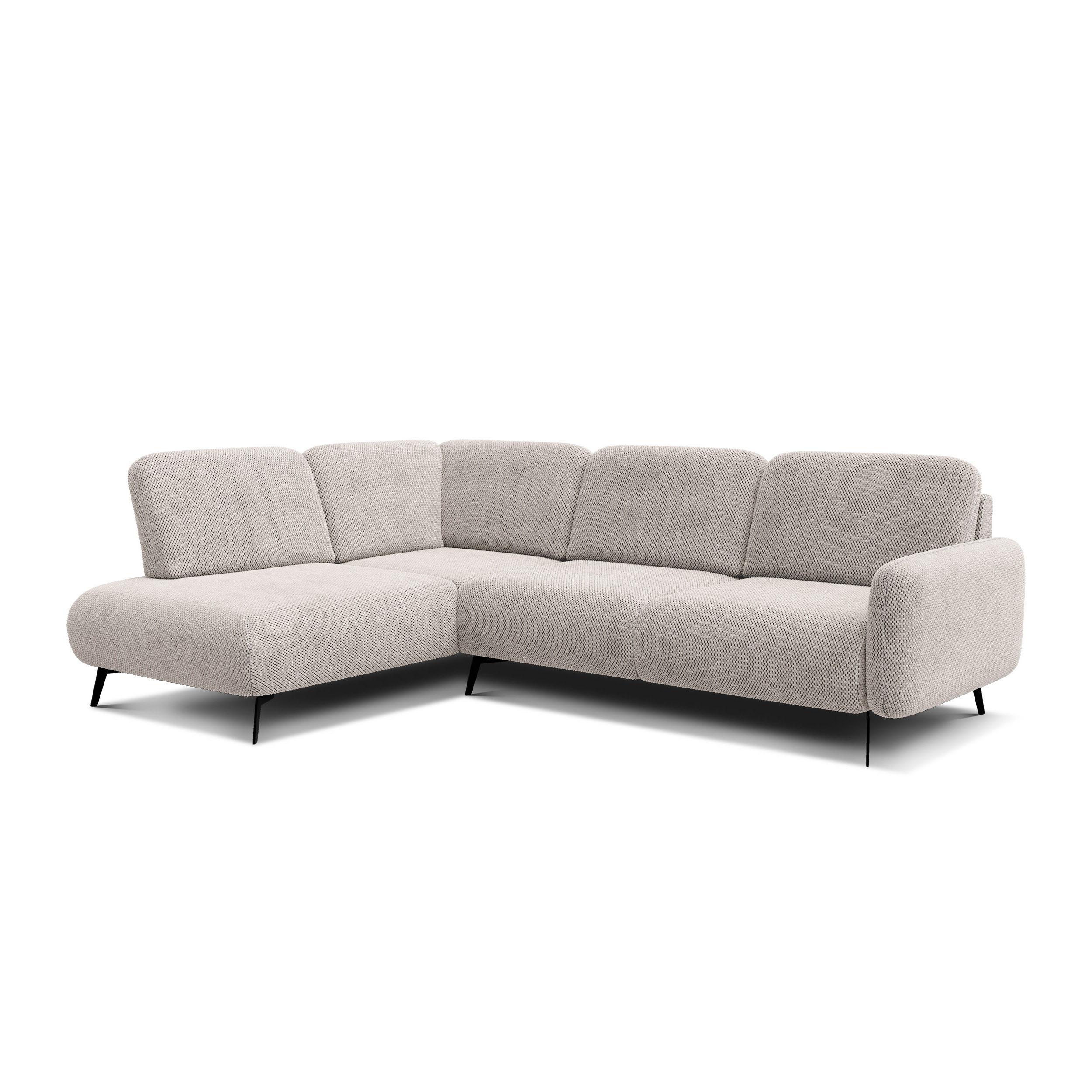 ECKSOFA FEBE 5-Sitzer links, beige - Beige/Schwarz, Holz/Textil (271/190cm) - Wozimo