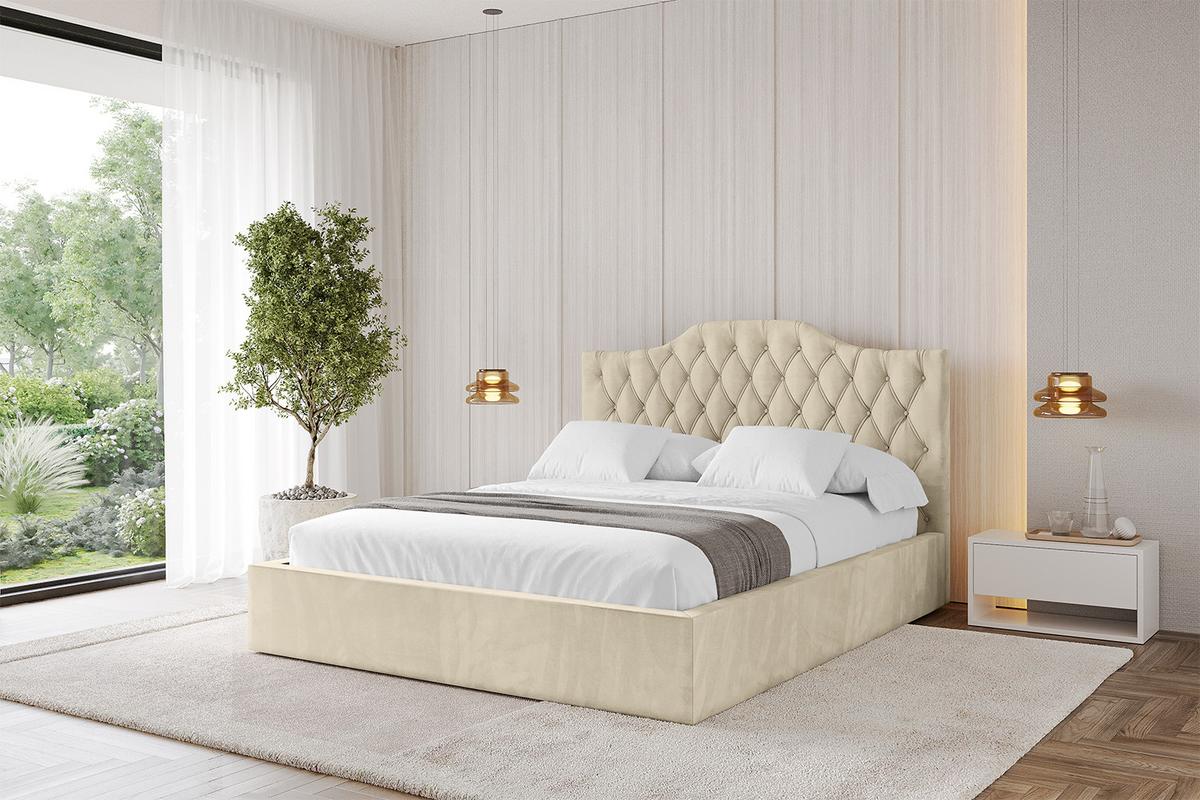 POLSTERBETT mit Bettkasten und Lattenrost, Boxbett ohne Matratze - FALIO 120x200 Beige - Ecru, Holzwerkstoff/Textil (120/200cm) - ALTDECOR