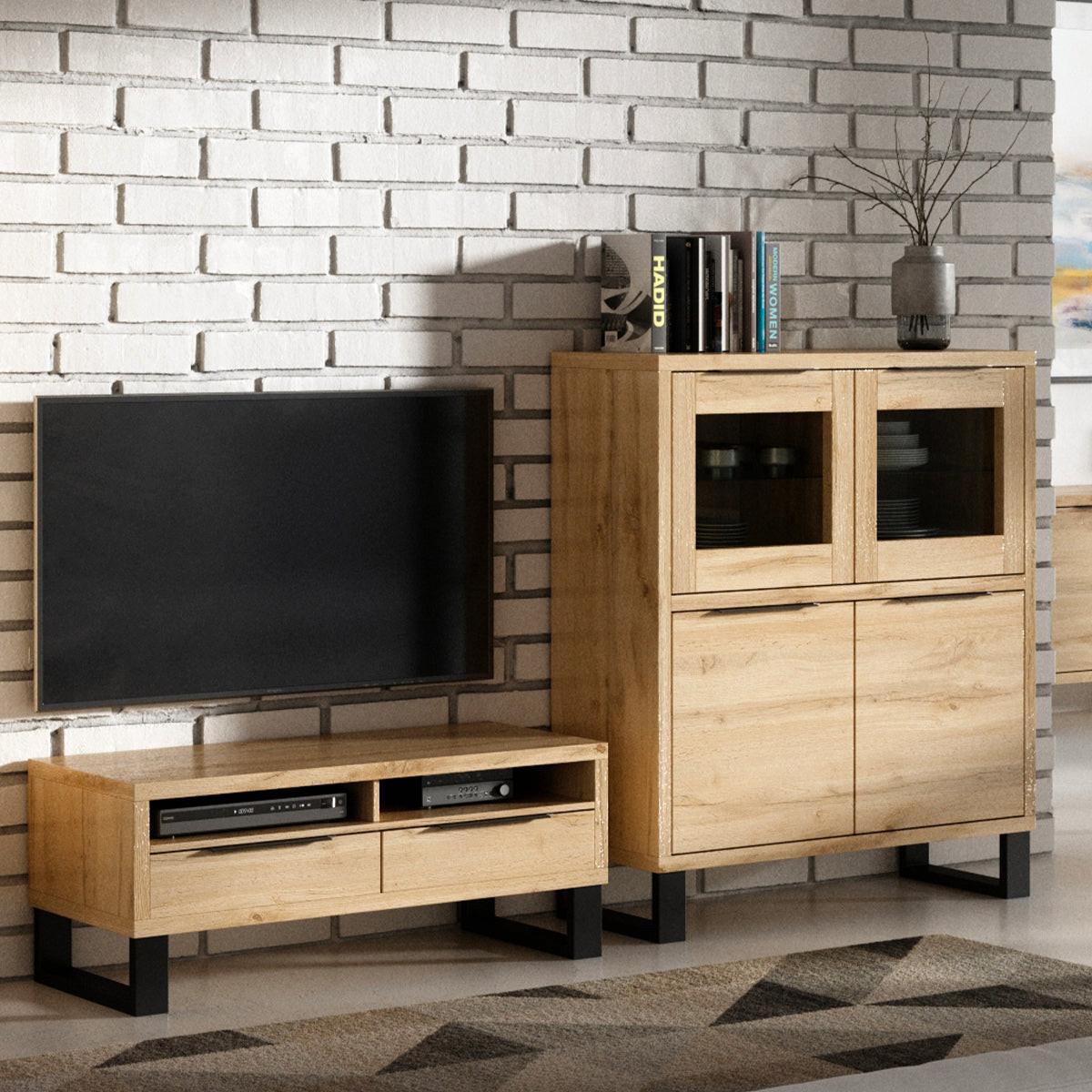 GESCHIRRSCHRANK Eden Holz und Metall - Braun, Holzwerkstoff (120/140/45cm) - Petits-meubles