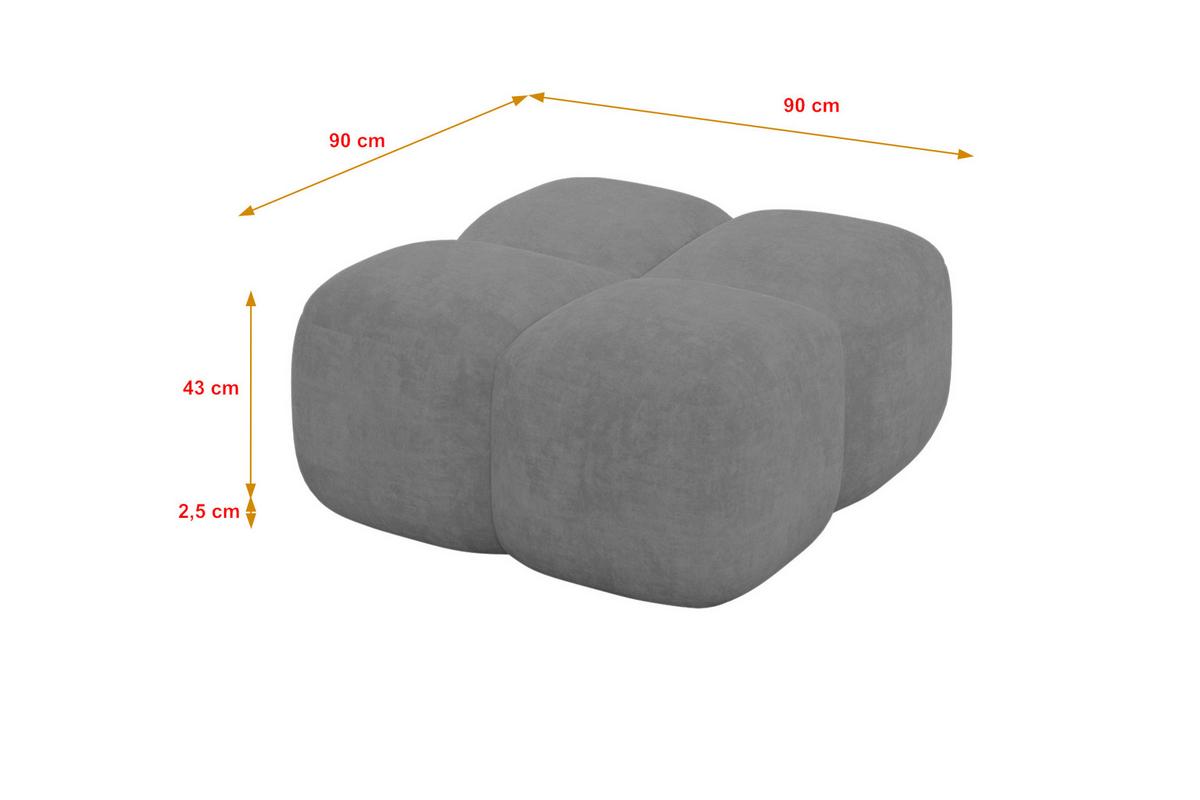 POUF Miko-Puf 90x90x45 cm Grau Velours Modular Sitzhocker - Schwarz/Grau, Holzwerkstoff/Kunststoff (90/43/90cm) - ALTDECOR