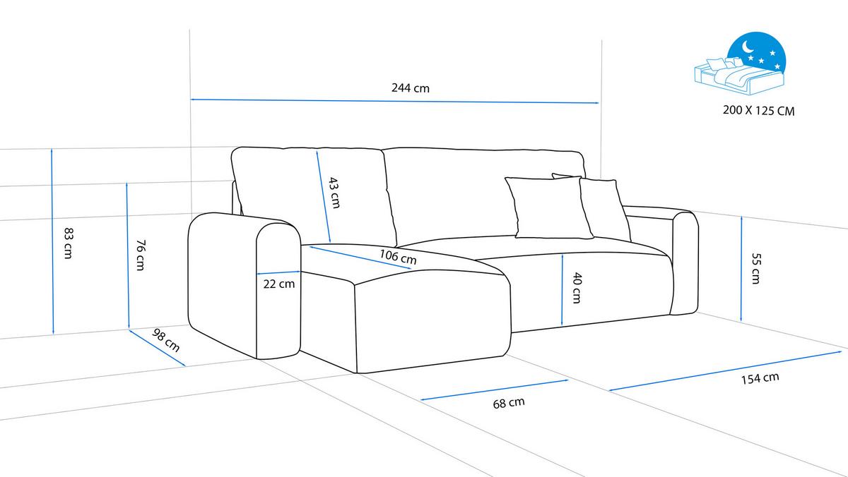 ECKSOFA mit Schlaffunktion und Bettkasten, Beige - Beige, Holzwerkstoff/Textil (244/98cm) - Idohome