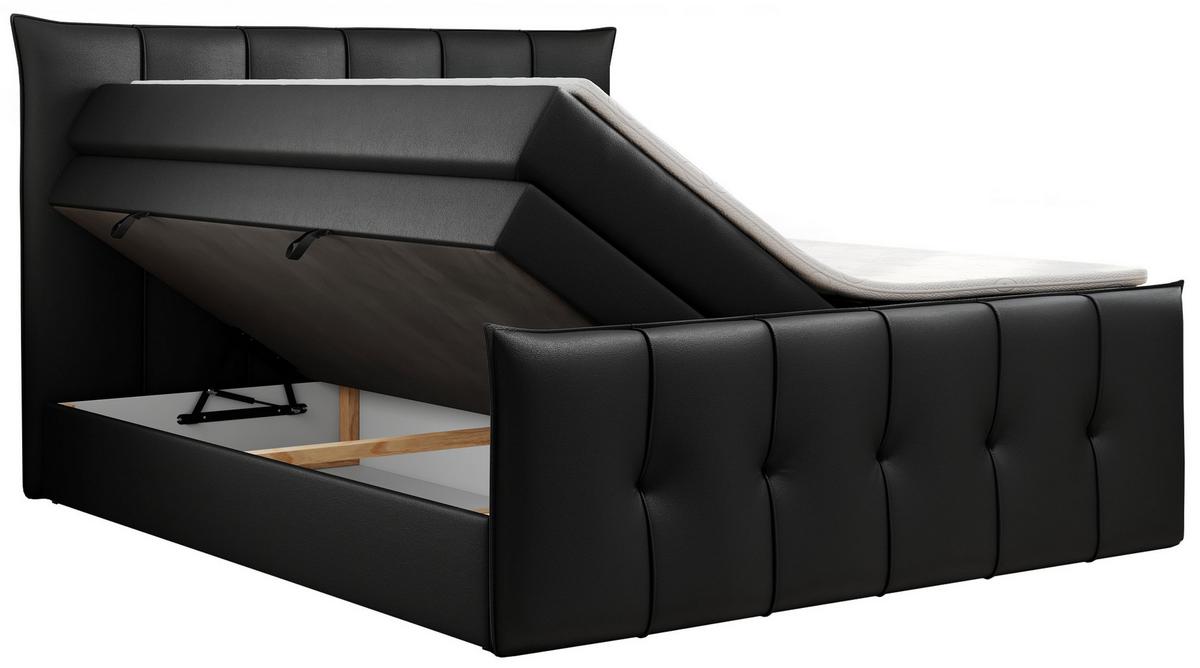BOXSPRINGBETT PREMIUM 11 KING 180/200 Schwarz Kunstleder - H3 - Schwarz, Holz/Textil (180/200cm) - MKS