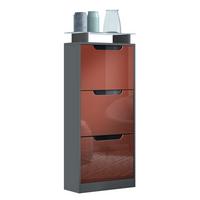 SCHUHSCHRANK Space Bordeaux Hochglanz - Bordeaux, Holzwerkstoff (46/128/23cm) - Vladon