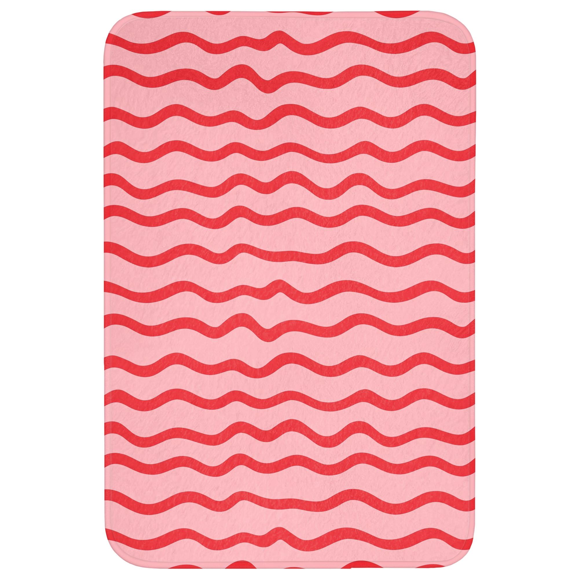 BADEMATTE Verspielt - Muster - Rot Rutschfest 60x90 cm - Rosa, Textil (60/90cm) - OnlyWow