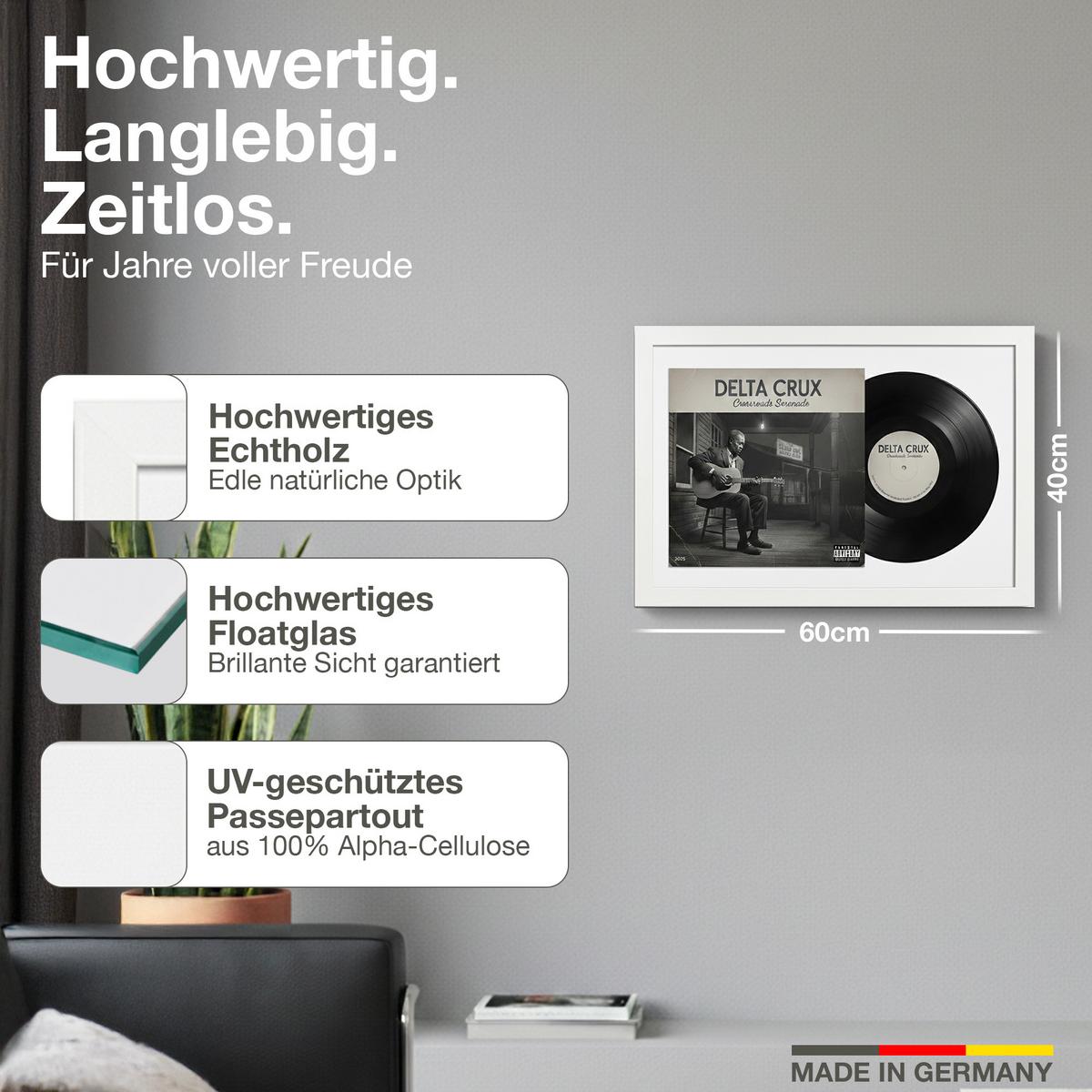SCHALLPLATTEN BILDERRAHMEN 40/60 2er Set - Weiß, Holz (60/40cm) - K-Möbel
