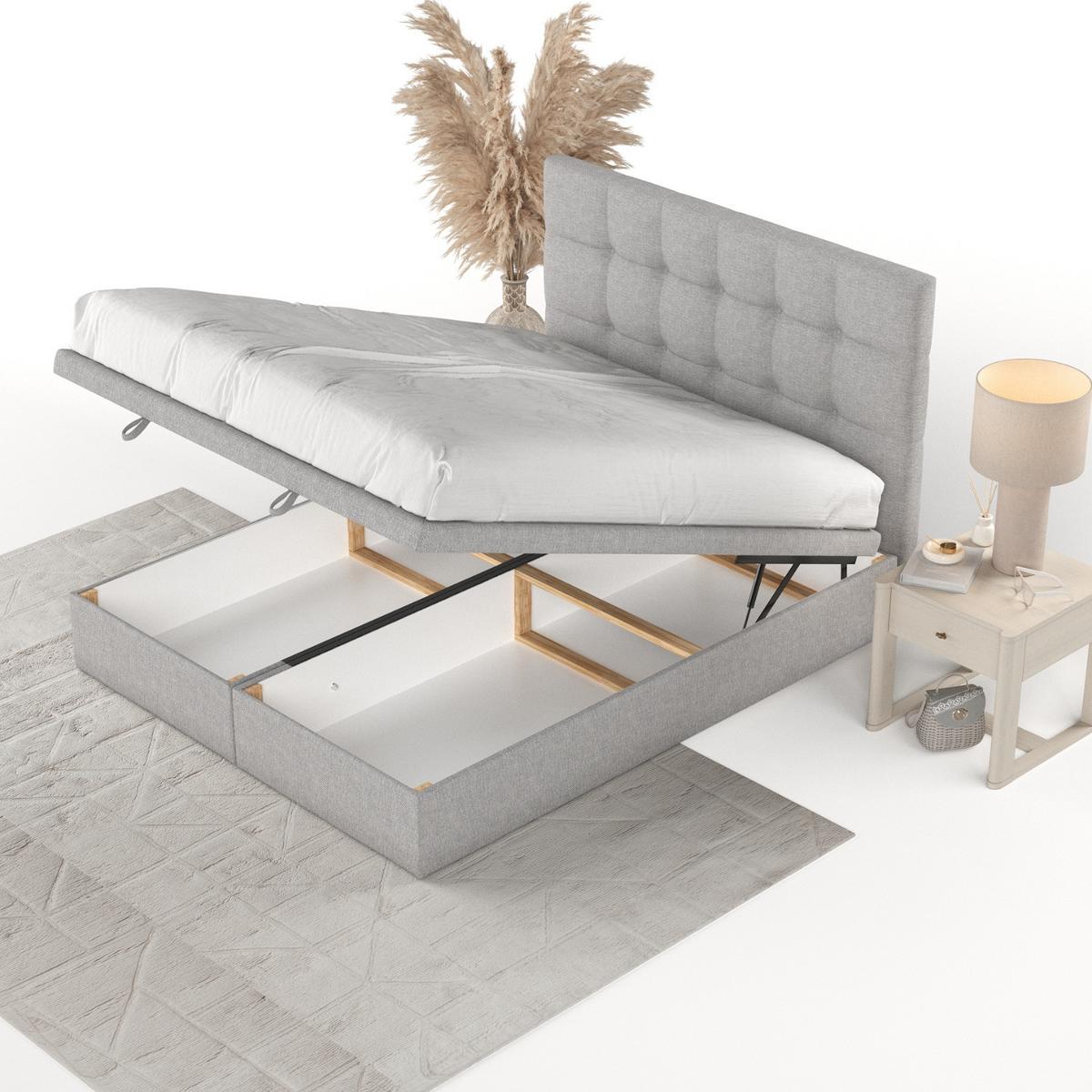 POLSTERBETT Guam mit Stauraum 200/200 cm Grau im Megan Stoff - Schwarz/Grau, Holz/Holzwerkstoff (200/200cm) - AltaBeds