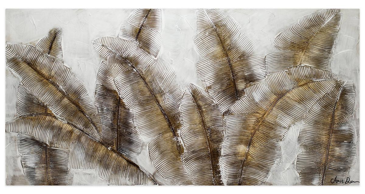 ACRYLBILD HANDGEMALT 120/60 cm - Weiß/Braun, Holz/Textil (120/60cm) - KUNSTLOFT