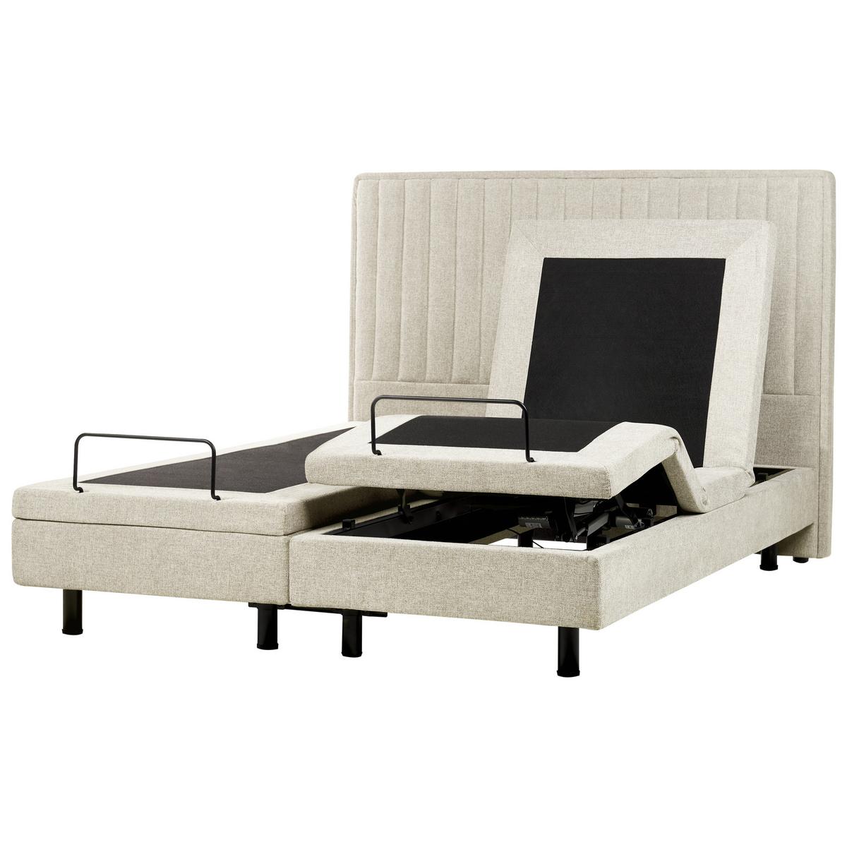 BETT 160/200 cm Beige Duke II - Beige/Schwarz, Textil (160/200cm) - Beliani